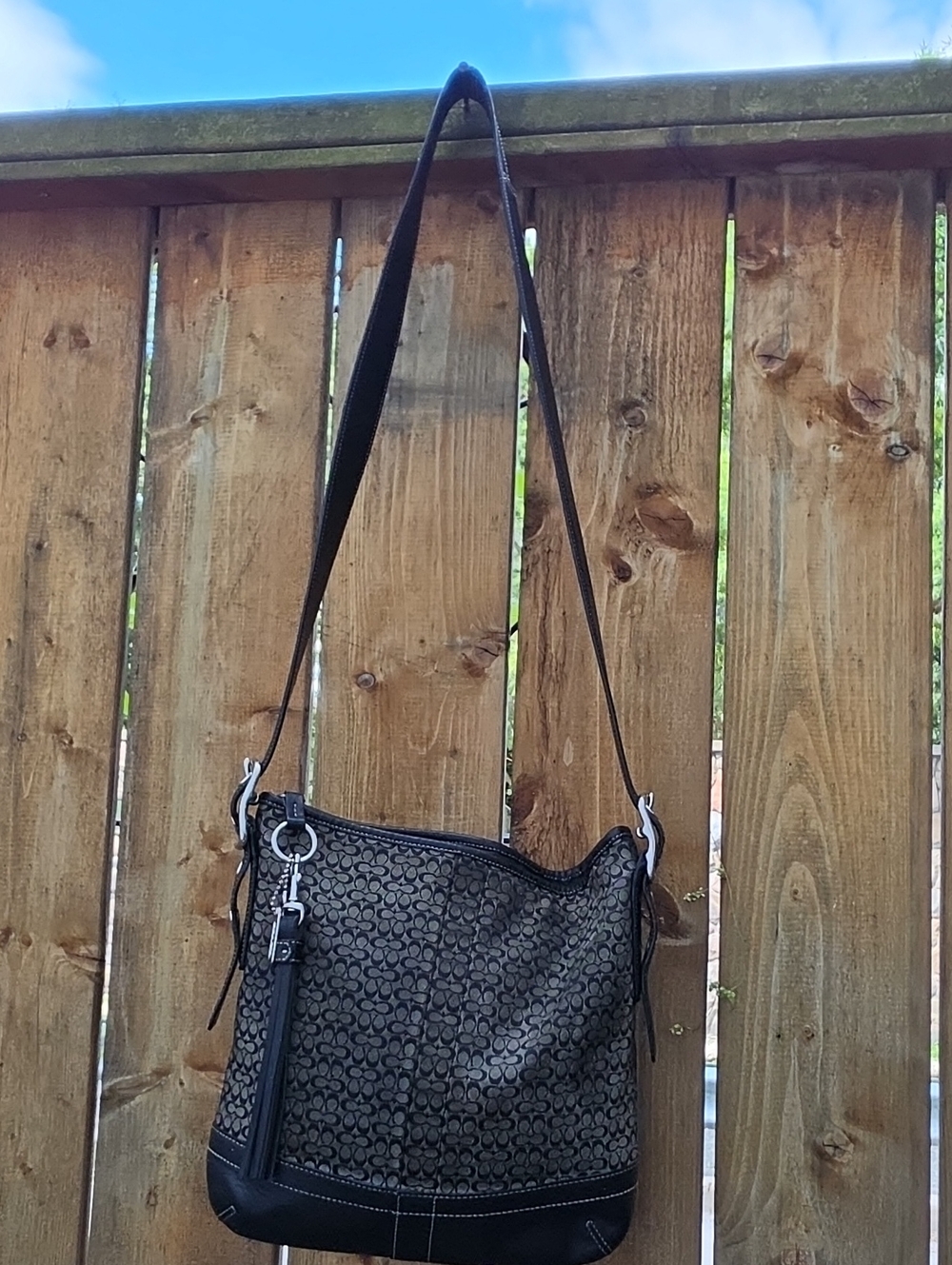 Coach Black Signature Monogram Shoulder Bag